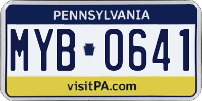 PA license plate MYB0641