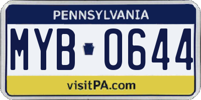 PA license plate MYB0644