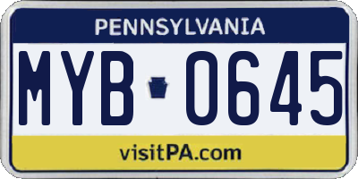 PA license plate MYB0645