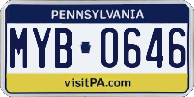 PA license plate MYB0646