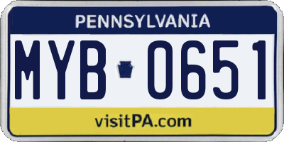 PA license plate MYB0651