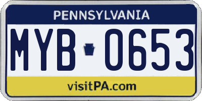 PA license plate MYB0653
