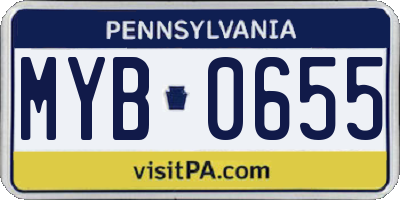 PA license plate MYB0655