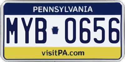 PA license plate MYB0656