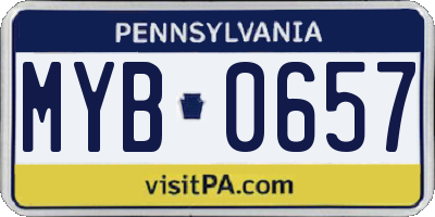 PA license plate MYB0657