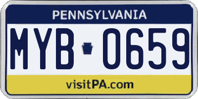 PA license plate MYB0659