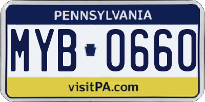 PA license plate MYB0660