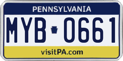 PA license plate MYB0661
