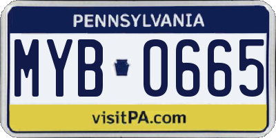 PA license plate MYB0665