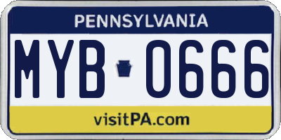 PA license plate MYB0666