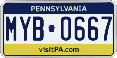 PA license plate MYB0667
