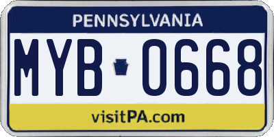 PA license plate MYB0668