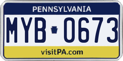 PA license plate MYB0673