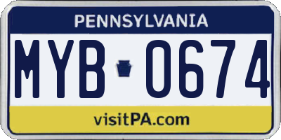 PA license plate MYB0674