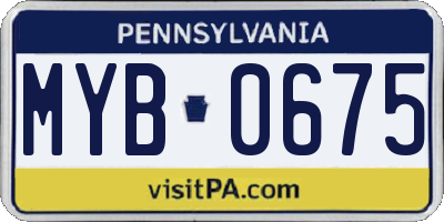 PA license plate MYB0675