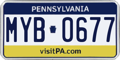 PA license plate MYB0677