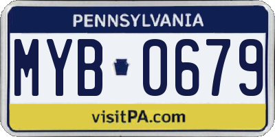 PA license plate MYB0679