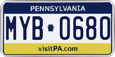 PA license plate MYB0680