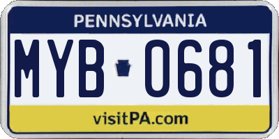 PA license plate MYB0681