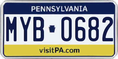 PA license plate MYB0682