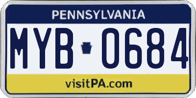 PA license plate MYB0684