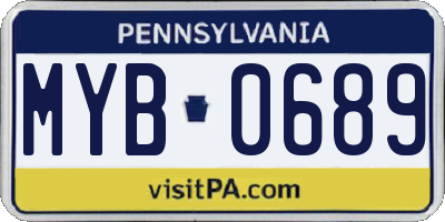 PA license plate MYB0689