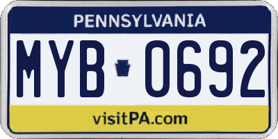 PA license plate MYB0692