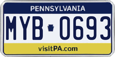 PA license plate MYB0693