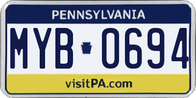 PA license plate MYB0694