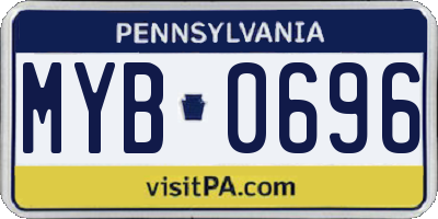 PA license plate MYB0696