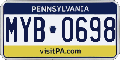 PA license plate MYB0698