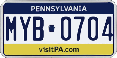 PA license plate MYB0704