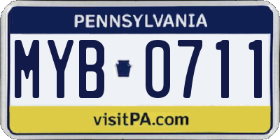 PA license plate MYB0711