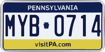 PA license plate MYB0714