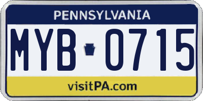 PA license plate MYB0715