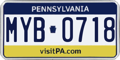 PA license plate MYB0718