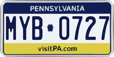 PA license plate MYB0727