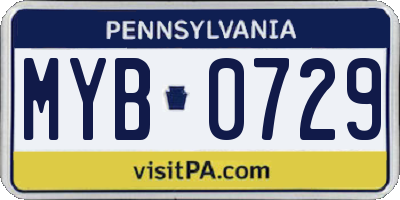 PA license plate MYB0729