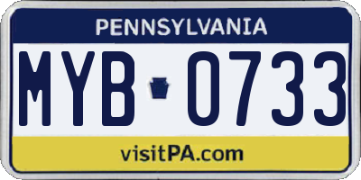 PA license plate MYB0733