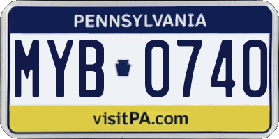 PA license plate MYB0740