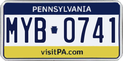 PA license plate MYB0741