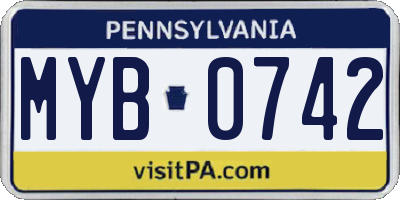 PA license plate MYB0742