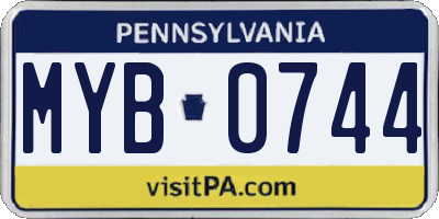 PA license plate MYB0744