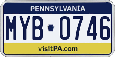 PA license plate MYB0746