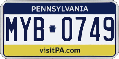 PA license plate MYB0749