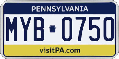PA license plate MYB0750
