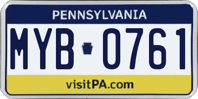 PA license plate MYB0761