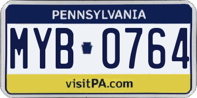 PA license plate MYB0764