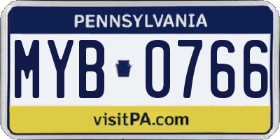 PA license plate MYB0766