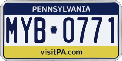 PA license plate MYB0771